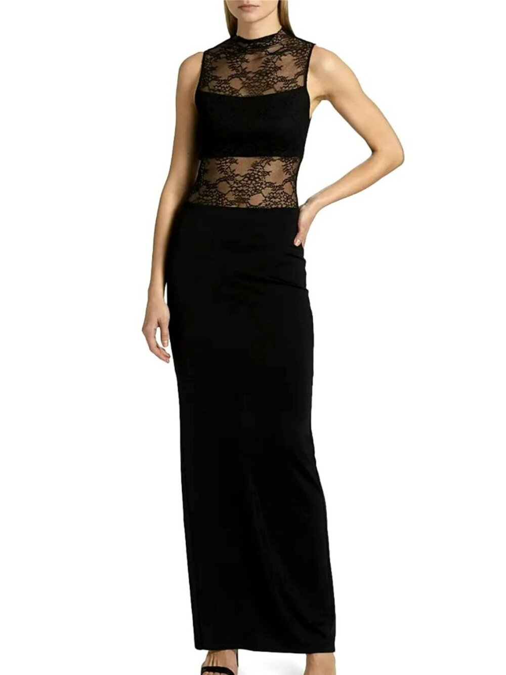 Alice + Olivia Black Lace Nichol Maxi Dress Size 6 NWOT